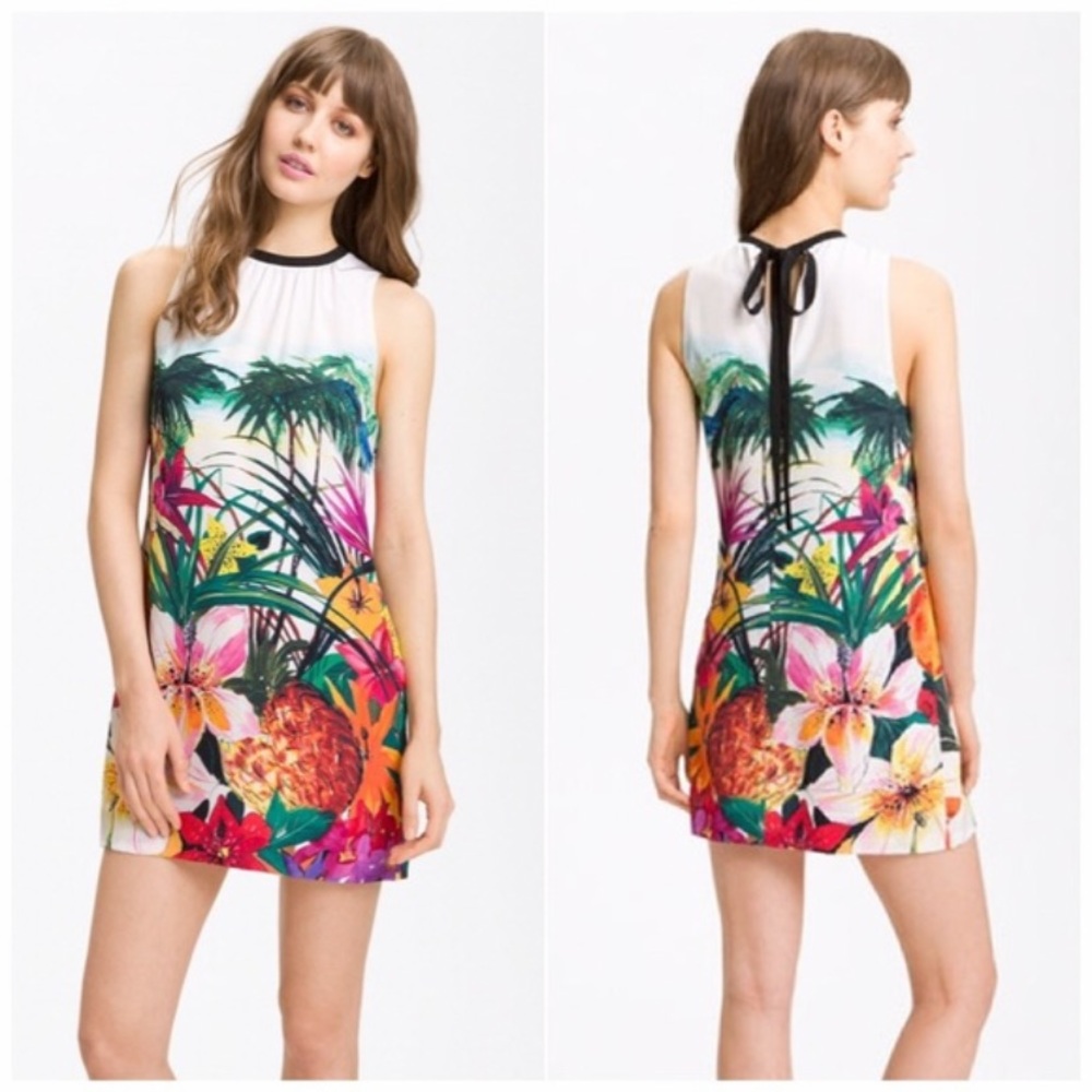 Juicy Couture Tropical Print 100% Silk Mini Dress Size 0